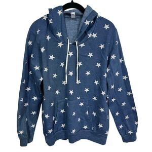 Alternative Apparel USA Blue Star Print Hoodie‎ Women's XL Kangaroo Pocket